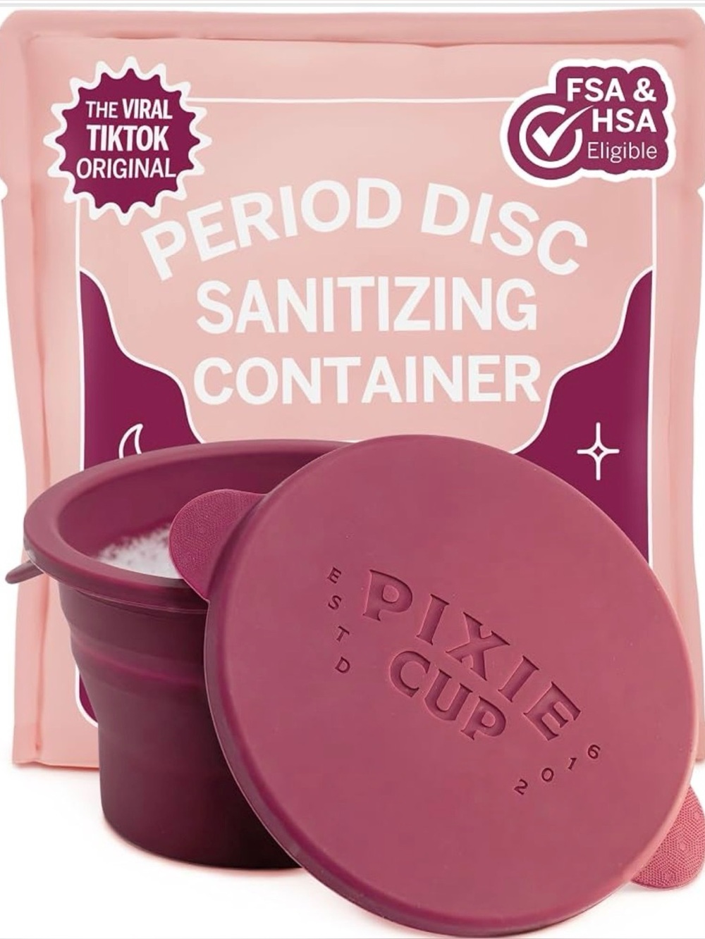 Pixie Cup. Reusable Menstrual Cup Compact Sterilizer for Feminine Care. 12 oz.